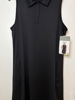 berkley jensen Black Sleeveless Polo Sleeveless Dress Stretch Sz L